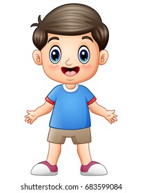 Vector illustration of Happy boy cartoon