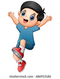 Vector illustration of Happy boy cartoon