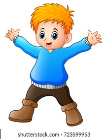 Vector illustration of Happy boy cartoon