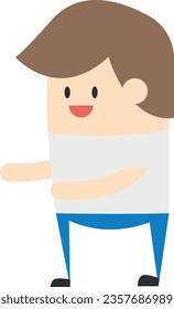 Vector illustration of a happy boy. Child in white t-shirt.