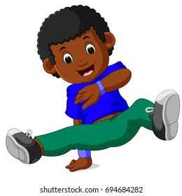 vector illustration of happy boy dancing