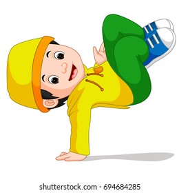 vector illustration of happy boy dancing