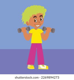 ilustración vectorial con niño feliz con campanas