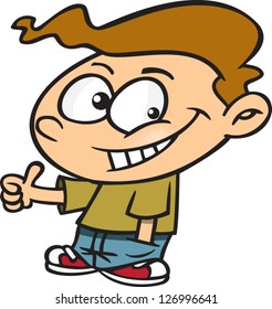 Vector illustration of happy boy giving thumbs up