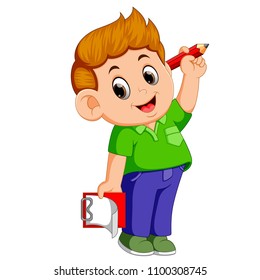 ilustración vectorial de niño feliz portapapeles y portapapeles