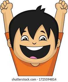 Ilustración Vectorial De Un Niño Feliz Aislado En Fondo Blanco
