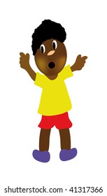 vector illustration of happy boy isolated on white background