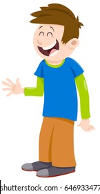 Vector Illustration of Happy Boy Kid Cartoon Character