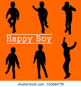 Vector illustration happy boy on orange background