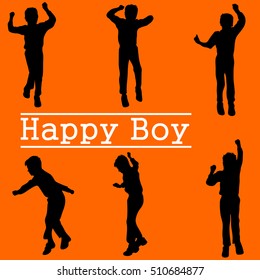 Vector illustration happy boy on orange background