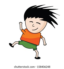 Vector illustration of a happy boy showing energy