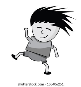 Vector illustration of a happy boy showing energy