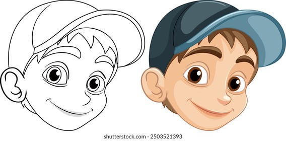 Vector illustration of a happy boy's face