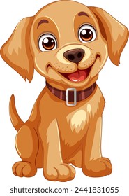 Vector illustration of a happy, brown puppy