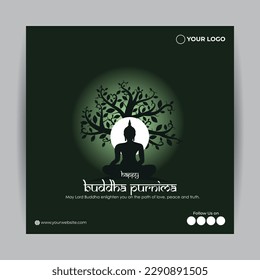 Vektorgrafik von Happy Buddha Purnima Social Media-Geschichte Feed-Mock-up Template-Flyer-Poster-Banner