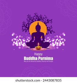 Vector illustration of Happy Buddha Purnima social media feed template