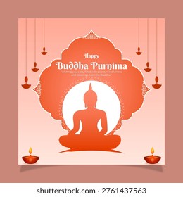 Vector illustration of Happy Buddha Purnima social media template