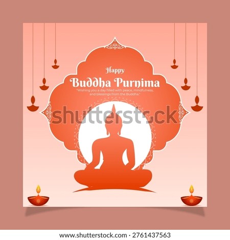 Vector illustration of Happy Buddha Purnima social media template
