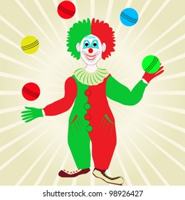 Vector illustration of happy buffon with balls