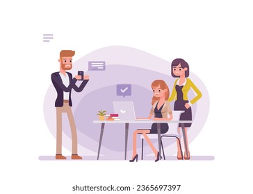 Vector illustration happy business team concept cartoon flat style