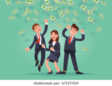 Vector Illustration Happy Business Team Celebrates Stock Vector ...