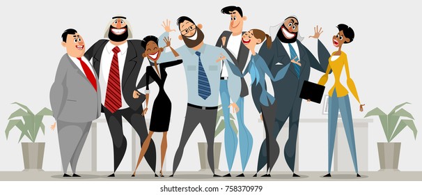 Vector illustration of a happy business team