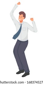 Vector illustration of happy businessman jumping 