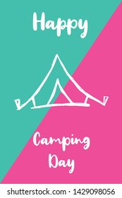 Vector Illustration of Happy Camping Day with Tent Icon. Graphic Design for Poster, Background, Art and More.