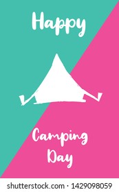 Vector Illustration of Happy Camping Day with Tent Icon. Graphic Design for Poster, Background, Art and More.