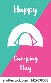 Vector Illustration of Happy Camping Day with Tent Icon. Graphic Design for Poster, Background, Art and More.