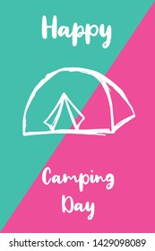 Vector Illustration of Happy Camping Day with Tent Icon. Graphic Design for Poster, Background, Art and More.