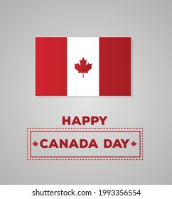Vector illustration of happy Canada day. Canada flag isolated on gradient grey background.