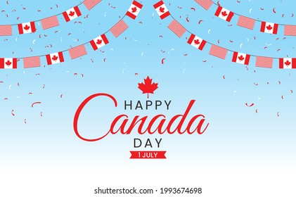 Vector Illustration happy canada day with hanging flag decoration. beautiful for banner, advertising, website, poster, background, card, campaign, brochure, and many more.