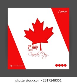 Vector illustration of Happy Canada Day social media story feed mockup template