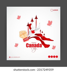 Vector illustration of Happy Canada Day social media story feed mockup template