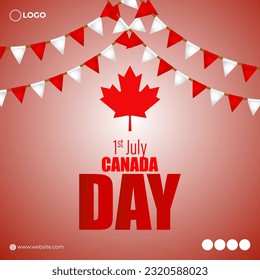 Vector illustration of Happy Canada Day social media story feed mockup template