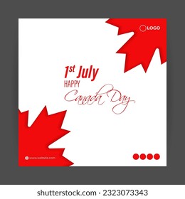 Vector illustration of Happy Canada Day social media story feed mockup template