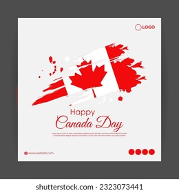 Vector illustration of Happy Canada Day social media story feed mockup template