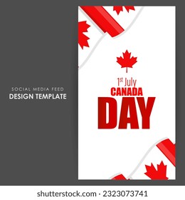 Vector illustration of Happy Canada Day social media story feed mockup template