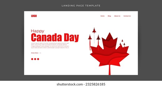 Vector illustration of Happy Canada Day Website landing page banner mockup Template