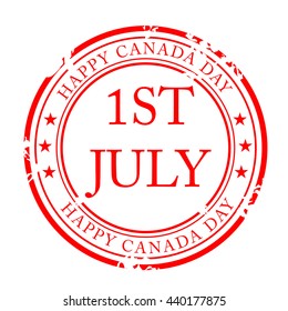 Vector illustration of Happy Canada Day stamp.