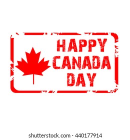 Vector illustration of Happy Canada Day stamp.