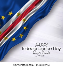 Vector illustration of Happy Cap verde Independence Day 05 July. Flag isolated on gray background.