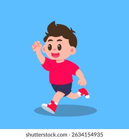 Vector illustration of a happy cartoon boy running. Fun and energetic character suitable for kids content