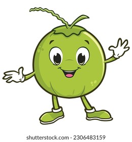 Vector illustration of a happy cartoon coconut  for design element