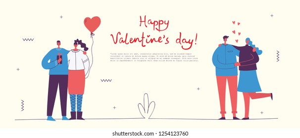 Vector illustration of happy cartoon couples in love.Happy lovers on date, hugging, dancing.Collection of couple silhouettes icons.Vector illustration isolated on blue background