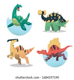 Vector Illustration Dinosaurs Cartoon Characters : Image Vectorielle De ...