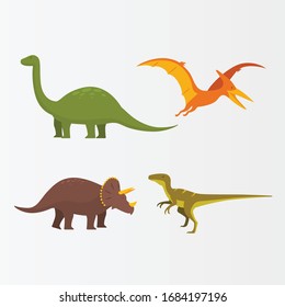 Vector illustration of happy Cartoon Dinosaur Character Set