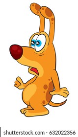 A vector illustration of happy cartoon dog running