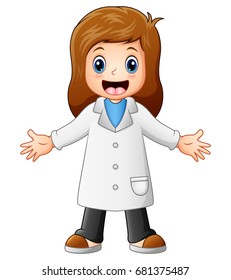 Vector Illustration Happy Cartoon Female Doctor Stock Vector (Royalty ...